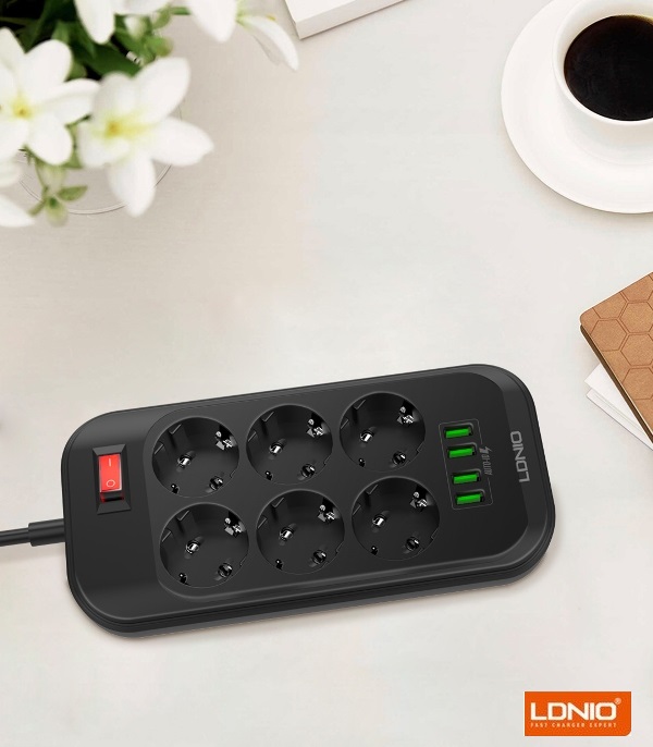 LDNIO_SE6403____5_9aok-zu Πολύπριζο 4USB 6 σούκο EU SE6403 LDNIO 0312 OEM - Image 1