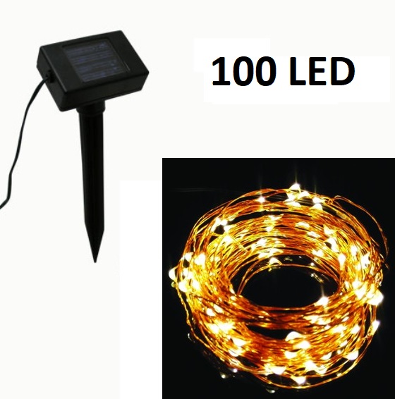 LEDWW_cqzo-57 Ηλιακά φωτάκια κήπου σε σύρμα 100Led 8 προγράμματα, ζεστό λευκό 17358 OEM - Image 1