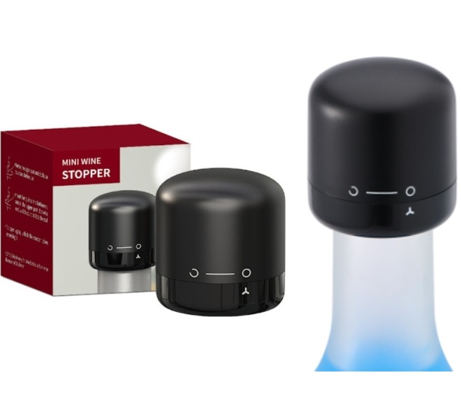 MINI_WINE_STOPPER_1_xfp1-7w Μίνι πώμα μπουκαλιών κρασιού μαύρο 05075 OEM - Image 1