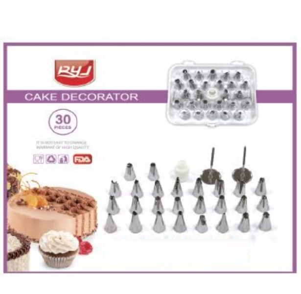 NOZZLES_SET_30PCS_57372_1_78sz-z2_of9u-si Σετ μύτες κορνέ για διακόσμηση τούρτας 30τμχ 57372 YR1824-16 OEM - Image 1