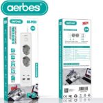 Πολύπριζο ρεύματος με 2 πρίζες σούκω, 2USB, 2 Type-C, 2500W λευκό AB-PC01 AERBES Aerbes