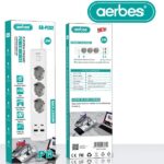 Πολύπριζο ρεύματος με 3 πρίζες σούκω, 2USB, 2 Type-C, 2500W λευκό AB-PC02 AERBES Aerbes