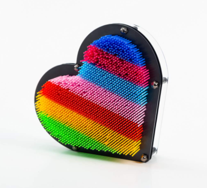 PINART_HEARTS_luwo-ra Πολύχρωμο διακοσμητικό με ακίδες 3D καρδιά OEM - Image 1