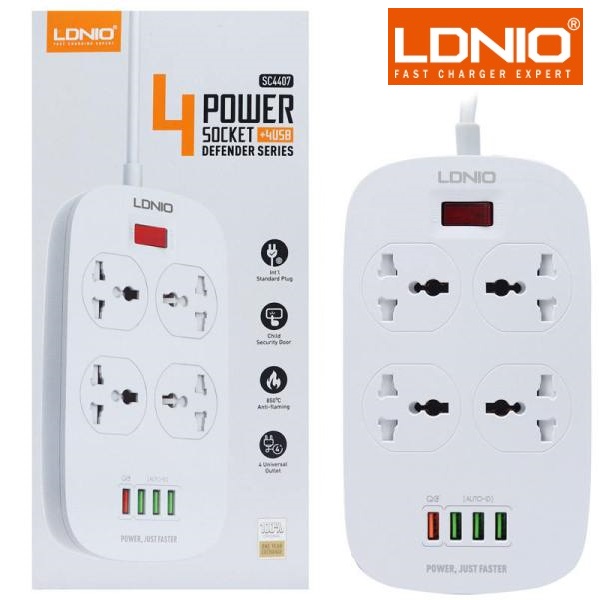 SC4407_LDNIO_1 Πολύπριζο με 4 πρίζες και 4USB SC4407 LDNIO OEM - Image 1