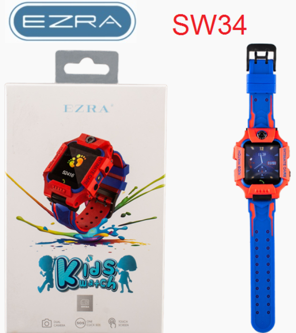 SW34_RED_1_0whl-xm Επαναφορτιζόμενο αδιάβροχο παιδικό έξυπνο ρολόι με οθόνη αφής κόκκινο SW34 EZRA 0385 EZRA - Image 1