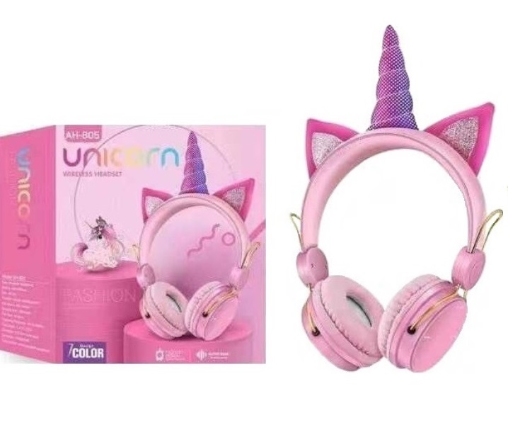 UNICORN_PINK_pq9p-53 Ροζ ασύρματα ακουστικά μονόκερος Bluetooth OEM - Image 1