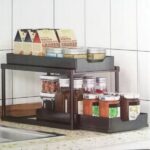 Συρόμενη σχάρα αποθήκευσης μπαχαρικών 2 επιπέδων μαύρη W-518 9205 OEM