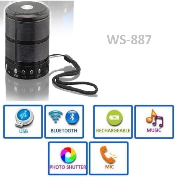 WS-887_silver_1_0mlz-pe Ασύρματο μίνι ηχείο Bluetooth με εξαιρετική ποιότητα ήχου και ισχυρά μπάσα μαύρο WS-887 OEM - Image 1