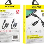 Αντάπτορας Lightning σε 2 θύρες θηλυκό Lightning μαύρος CL-72 AWEI AWEI