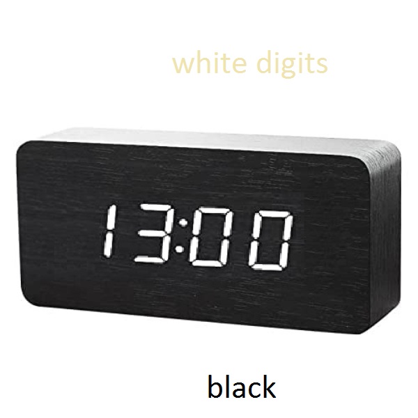 clock_black_white_1 Ξύλινο ψηφιακό ρολόι XL LED μαύρο με λευκά ψηφία OEM - Image 1