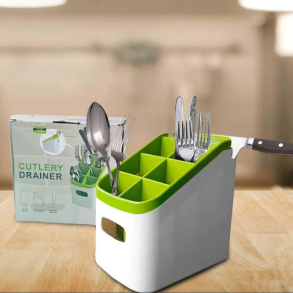 cutlery_drainer_1_6xqu-52 Πλαστική βάση για μαχαιροπίρουνα και ακονιστής λευκή-πράσινη OEM - Image 1