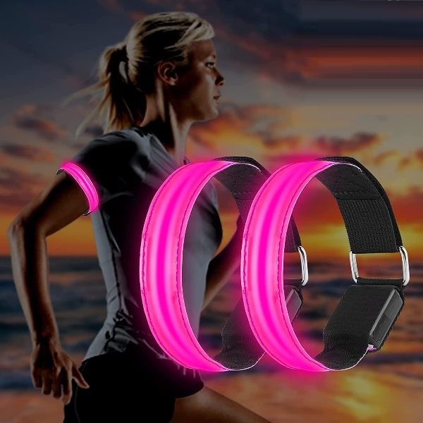 led_armband_rose_red_1_x3jw-85 Ανακλαστικό φωτεινό περιβραχιόνιο LED φούξια DL38 ESDRAS OEM - Image 1