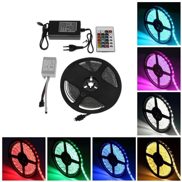 led_tape_4zye-45 Πολύχρωμη ταινία ενιαίου χρώματος LED 5 μέτρων RGB με τηλεχειριστήριο 0575 OEM - Image 1