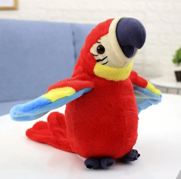 parrot_pxhg-et Λούτρινος κόκκινος Παπαγάλος που μιλάει, μιμείται και κουνάει τα φτερά του 22cm OEM - Image 1