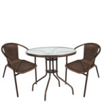 Σετ Τραπεζαρία Κήπου ArteLibre EARTH Καφέ Rattan/Γυαλί/Μέταλλο Με 2 Πολυθρόνες 14990527 - 1 τεμ.
