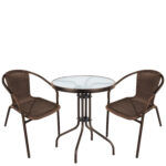 Σετ Τραπεζαρία Κήπου ArteLibre EARTH Καφέ Rattan/Γυαλί/Μέταλλο Με 2 Πολυθρόνες 14990524 - 1 τεμ.