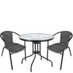 Σετ Τραπεζαρία Κήπου ArteLibre EARTH Μαύρο/Γκρι Rattan/Γυαλί/Μέταλλο Με 2 Πολυθρόνες 14990497 - 1 τεμ.