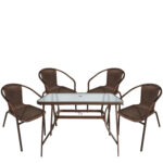 Σετ Τραπεζαρία Κήπου ArteLibre SUN Καφέ Rattan/Γυαλί/Μέταλλο Με 4 Πολυθρόνες 14990532 - 1 τεμ.