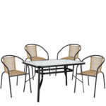 Σετ Τραπεζαρία Κήπου ArteLibre SUN Μαύρο/Φυσικό Rattan/Γυαλί/Μέταλλο Με 4 Πολυθρόνες 14990590 - 1 τεμ.