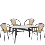 Σετ Τραπεζαρία Κήπου ArteLibre SUN Μαύρο/Φυσικό Rattan/Γυαλί/Μέταλλο Με 4 Πολυθρόνες 14990592 - 1 τεμ.
