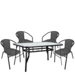 Σετ Τραπεζαρία Κήπου ArteLibre SUN Μαύρο/Γκρι Rattan/Γυαλί/Μέταλλο Με 4 Πολυθρόνες 14990540 - 1 τεμ.