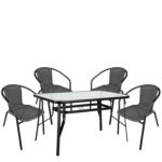Σετ Τραπεζαρία Κήπου ArteLibre SUN Μαύρο/Γκρι Rattan/Γυαλί/Μέταλλο Με 4 Πολυθρόνες 14990539 - 1 τεμ.