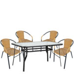 Σετ Τραπεζαρία Κήπου ArteLibre SUN Μαύρο/Μπεζ Rattan/Γυαλί/Μέταλλο Με 4 Πολυθρόνες 14990537 - 1 τεμ.