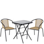 Σετ Τραπεζαρία Κήπου ArteLibre TAURUS Μαύρο/Φυσικό Rattan/Γυαλί/Μέταλλο Με 2 Πολυθρόνες 14990518 - 1 τεμ.
