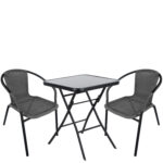 Σετ Τραπεζαρία Κήπου ArteLibre TAURUS Μαύρο/Γκρι Rattan/Γυαλί/Μέταλλο Με 2 Πολυθρόνες 14990496 - 1 τεμ.