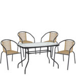 Σετ Τραπεζαρία Κήπου ArteLibre VULCAN Μαύρο/Φυσικό Rattan/Γυαλί/Μέταλλο Με 4 Πολυθρόνες 14990593 - 1 τεμ.