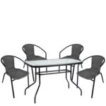 Σετ Τραπεζαρία Κήπου ArteLibre VULCAN Μαύρο/Γκρι Rattan/Γυαλί/Μέταλλο Με 4 Πολυθρόνες 14990542 - 1 τεμ.