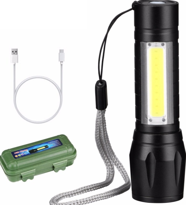 xpe_cob_light_1_pdr4-9r Επαναφορτιζόμενος μίνι φακός LED XPE+COB USB OEM - Image 1