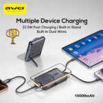 Μαγνητικό Powerbank ασύρματης φόρτισης με 2 καλώδια - PA-25 - 10.000mah - 22.5W - AWEI - 023726 - Image 4