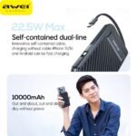Μαγνητικό Powerbank ασύρματης φόρτισης με 2 καλώδια - PA-25 - 10.000mah - 22.5W - AWEI - 023726 - Image 3