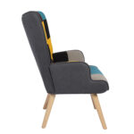 Πολυθρόνα ArteLibre BRIAR Κίτρινο/Μπλε Patchwork Ύφασμα/Ξύλο 73x69x96cm - 1 τεμ. - Image 2