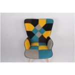 Πολυθρόνα ArteLibre BRIAR Κίτρινο/Μπλε Patchwork Ύφασμα/Ξύλο 73x69x96cm - 1 τεμ. - Image 6