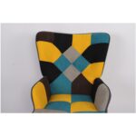 Πολυθρόνα ArteLibre BRIAR Κίτρινο/Μπλε Patchwork Ύφασμα/Ξύλο 73x69x96cm - 1 τεμ. - Image 7