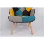 Πολυθρόνα ArteLibre BRIAR Κίτρινο/Μπλε Patchwork Ύφασμα/Ξύλο 73x69x96cm - 1 τεμ. - Image 9