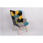 Πολυθρόνα ArteLibre BRIAR Κίτρινο/Μπλε Patchwork Ύφασμα/Ξύλο 73x69x96cm - 1 τεμ. - Image 10