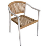 Πολυθρόνα Κήπου ArteLibre KINOSSA Λευκό/Φυσικό RATTAN Αλουμίνιο/Rattan 54x59x76cm - 1 τεμ.