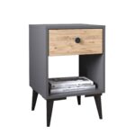Κομοδίνο ArteLibre AMARI Ανθρακί/Δρυς Μοριοσανίδα 43x43x67.5cm - 1 τεμ.