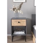 Κομοδίνο ArteLibre AMARI Ανθρακί/Δρυς Μοριοσανίδα 43x43x67.5cm - 1 τεμ. - Image 3