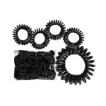 Λαστιχάκι Μαλλιών Σπιράλ Μαύρο ø4,5cm 4teen4ty 401065 - 50 τεμ.