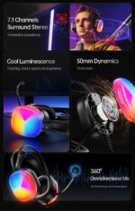 Ενσύρματα ακουστικά - LED RGB Headphones - GM-11 - AWEI - 260868 - Grey - Image 2