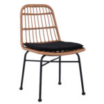 Καρέκλα Κήπου ArteLibre AFRANIUS Φυσικό/Μαύρο Rattan/Μέταλλο 47x50x85cm - 1 τεμ.