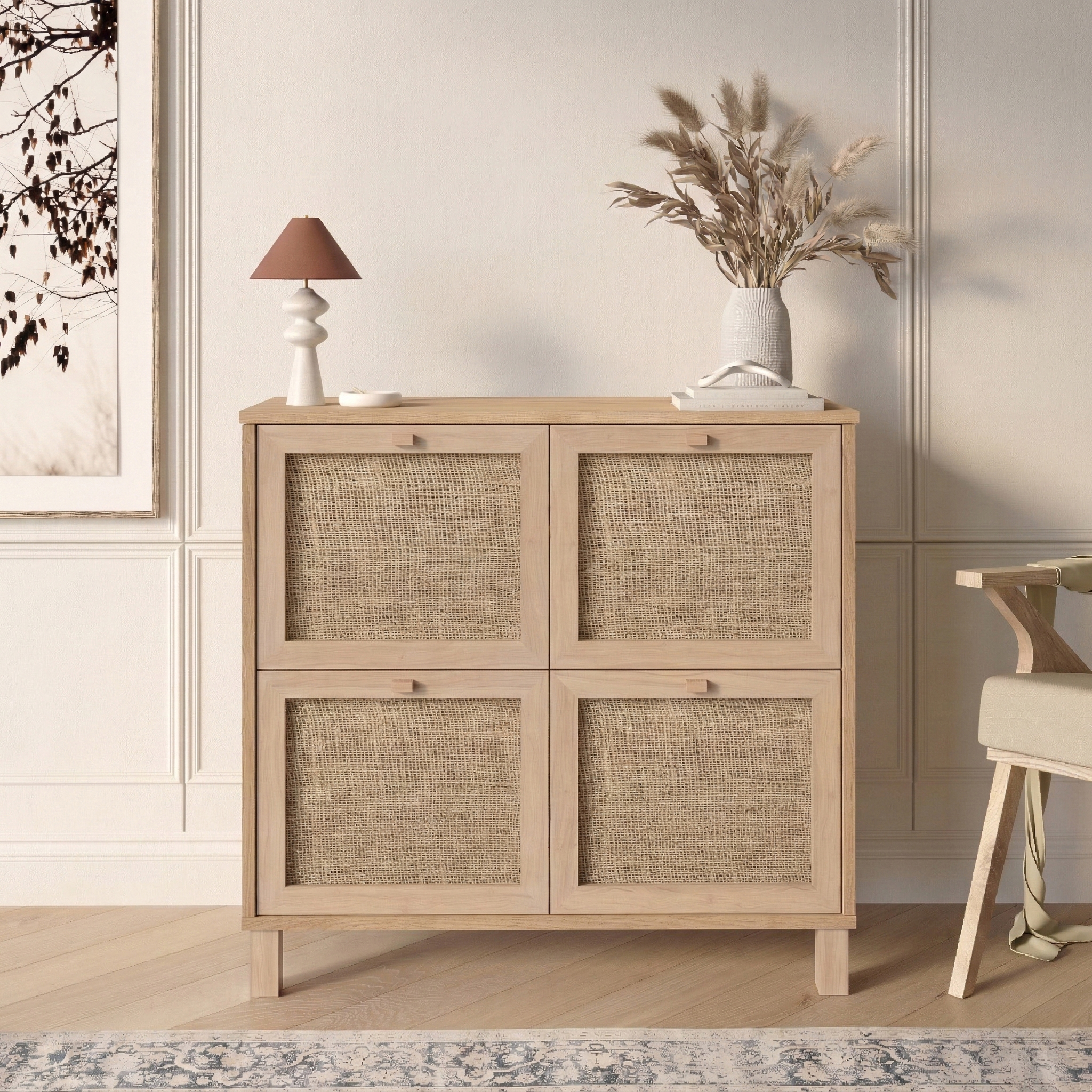 15350211 Κονσόλα ArteLibre AESIR Φυσικό Μοριοσανίδα/Rattan 90x35x85.2cm - 1 τεμ. - Image 1
