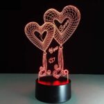 3D Επιτραπέζιο Φωτιστικό LED – Διπλή Καρδιά "Love You"