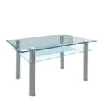 Τραπέζι ArteLibre BLANC Διάφανο/Χρώμιο Γυαλί/Μέταλλο 90x60x75cm - 1 τεμ.