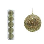 Μπάλα Με Glitter Χρυσό Φ10cm Σετ 5Τμχ - 1 τεμ.