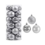 Σετ Χριστουγεννιάτικες μπάλες - 8cm - 24pcs - 326109 - Silver